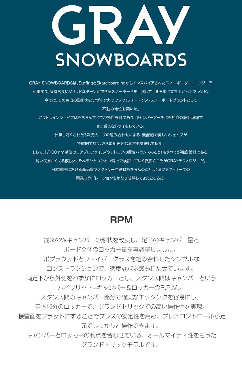 無料ワックスサービス有】24-25 2025 GRAY グレイ RPM アールピーエム